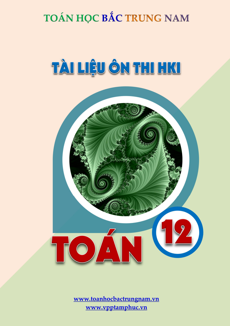 Tài liệu ôn HKI toán 12 năm 2019-2020